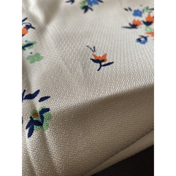 Vintage Mid-Century Tablecloth Flowers Floral Blue Orange 4'x5' Cottage Core - Picture 4 of 9